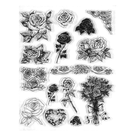 Rose Flower Bouquets Travel Transparent Clear Silicone Stamp/seal For DIY Scrapbooking/photo Album Decorative Clear Stamp Sheets