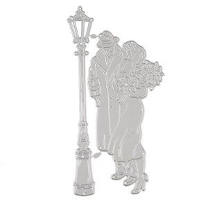 Sweet couple with street light metal cutting die cut for DIY scrapbooking Greeting card making stencil Carbon steel die cut