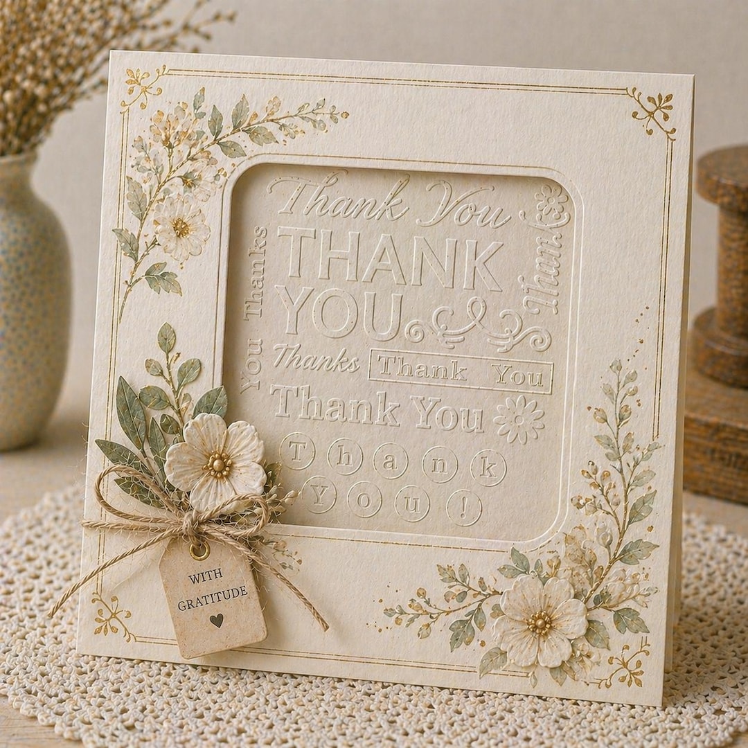 Thank You Embossing Folder for Card Making and Paper Crafts 150x150mm ...
