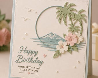 Palm Tree Landscape Metal Cutting Die for Card Making