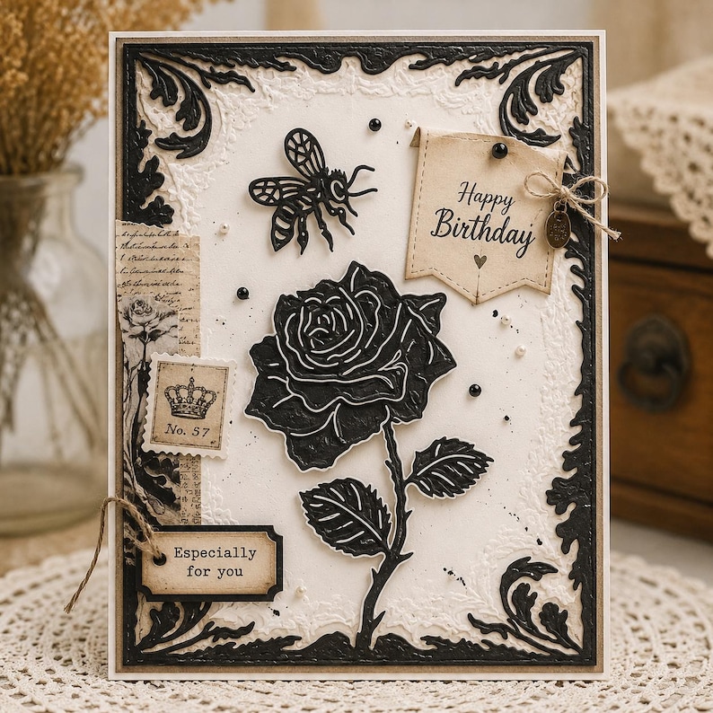 Rose Flower Frame Embossing Folder, Card Making (105x148mm) - Etsy