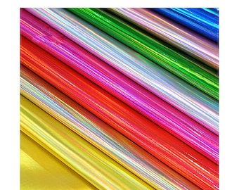 Holographic Mirrored Metallic Faux Leather Sheet for DIY craft hair accessories bowtie handbag jewelry PVC sheet