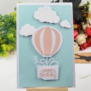 Hete ballon gelukkige verjaardag metalen snijden sterft stencils embossing kaart scrapbooking album decoratie craft die snijden sjabloon