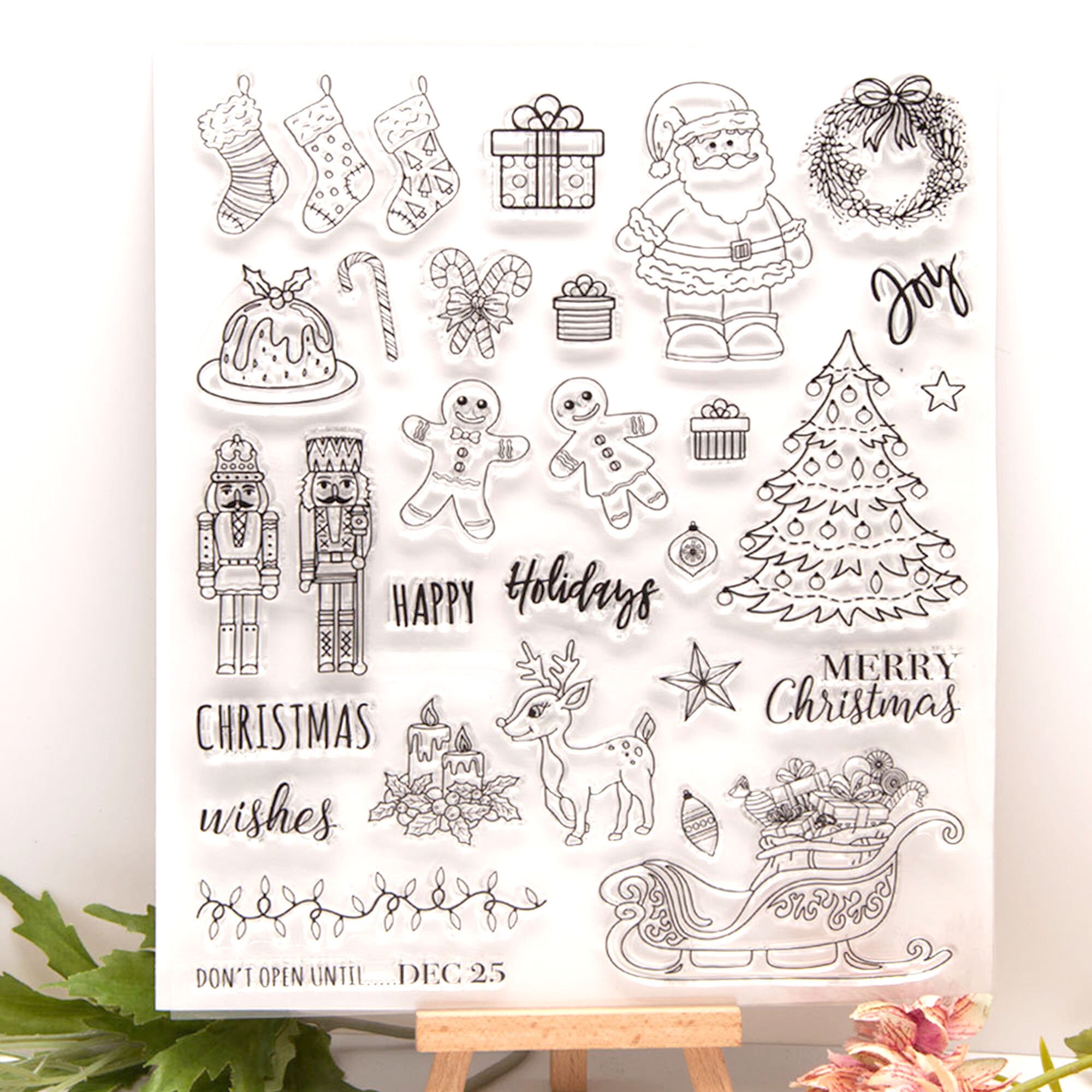 Merry Christmas Clear Stamps for Card Making, Holiday Greetings Words Clear  Rubber Stamps with Sentiment for Christmas Crafts Scrapbooking Album Paper