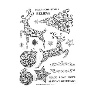 Jahreszeitengruß Schneeflocke Rentier transparent klarer Stempel für DIY Scrapbooking Fotoalbum Dekoratives klares Stempelblatt Kartenherstellung