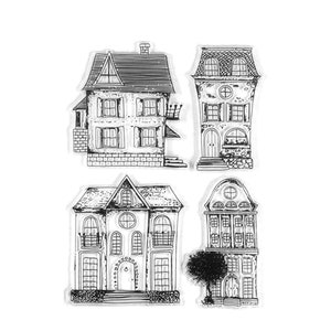 4 Casa Transparente Transparente Silicona Sello / Sello para bricolaje scrapbooking / álbum de fotos Hojas de sellos transparentes decorativos