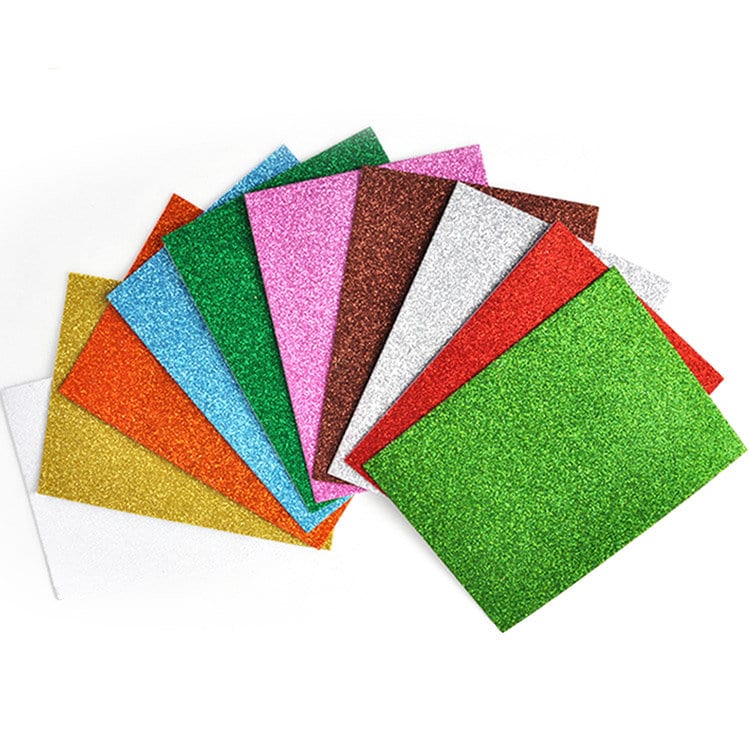 Glitter Foam Sheet Sparkles Self Adhesive Sticky 30 x 20cm Back Paper 10-Pack for Childrens Craft Activities DIY Cutters Art Assorted Colors