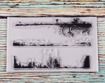Border Background Clear Stamps, Rubber Seals for Scrapbook Cards