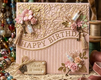 Happy Birthday Embossing Folder, Card Making, Scrapbooking (15x15cm)