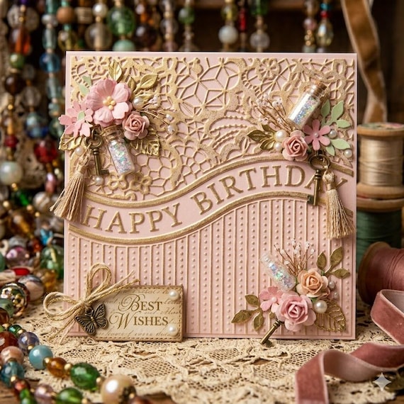 Happy Birthday Embossing Folder, Card Making, Scrapbooking (15x15cm)