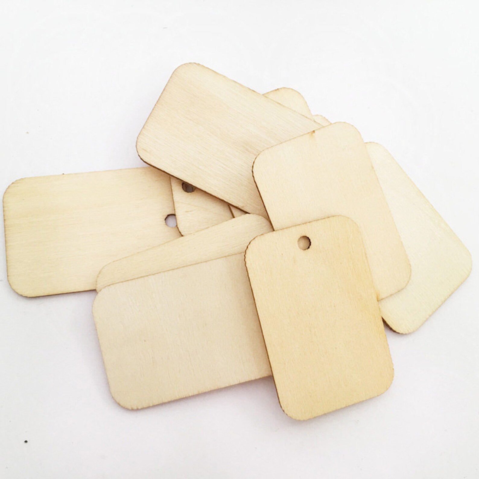 20pcs Rectangle Wooden Tag Label Blank Wooden Tag With Hole Etsy