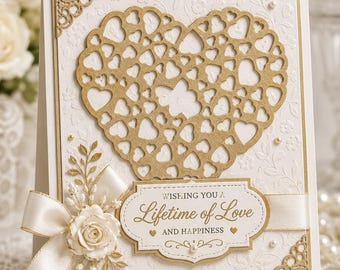 Troquel de corte de metal con confeti de corazones, plantilla de amor para tarjetas de scrapbooking