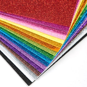 10 fogli di carta in schiuma glitterata carta scintillante per attività artigianali per bambini Taglierine fai-da-te Fogli di carta in schiuma artigianale Flash Gold