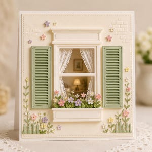 Window with Flower Metal Cutting Die for Cards