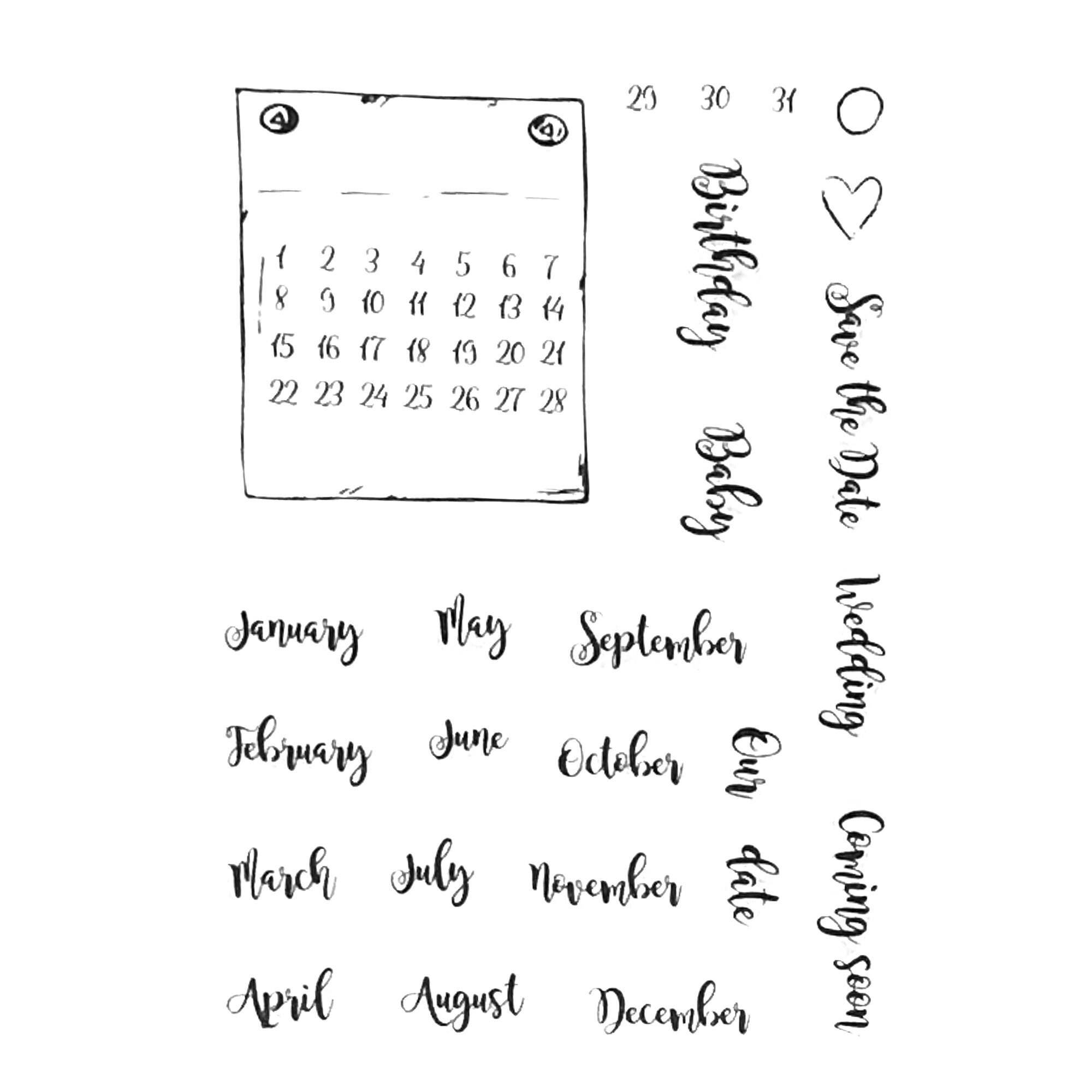 DIY Calendar Transparent Clear Stamp for DIY Scrapbooking Etsy UK