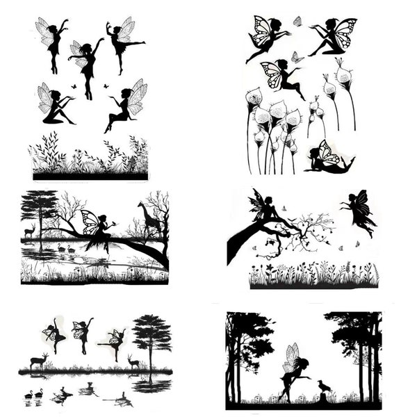 6sheets/set Fairies clear stamp/ Fairy rubber stamp/Rubber seals/ For Scrapbook /DIY cards making/ transparent stamp