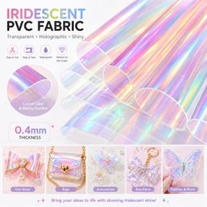 Iridescent Rainbow Vinyl Film: Transparent Laser Illusion Fabric