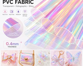Iridescent Rainbow Vinyl Film: Transparent Laser Illusion Fabric