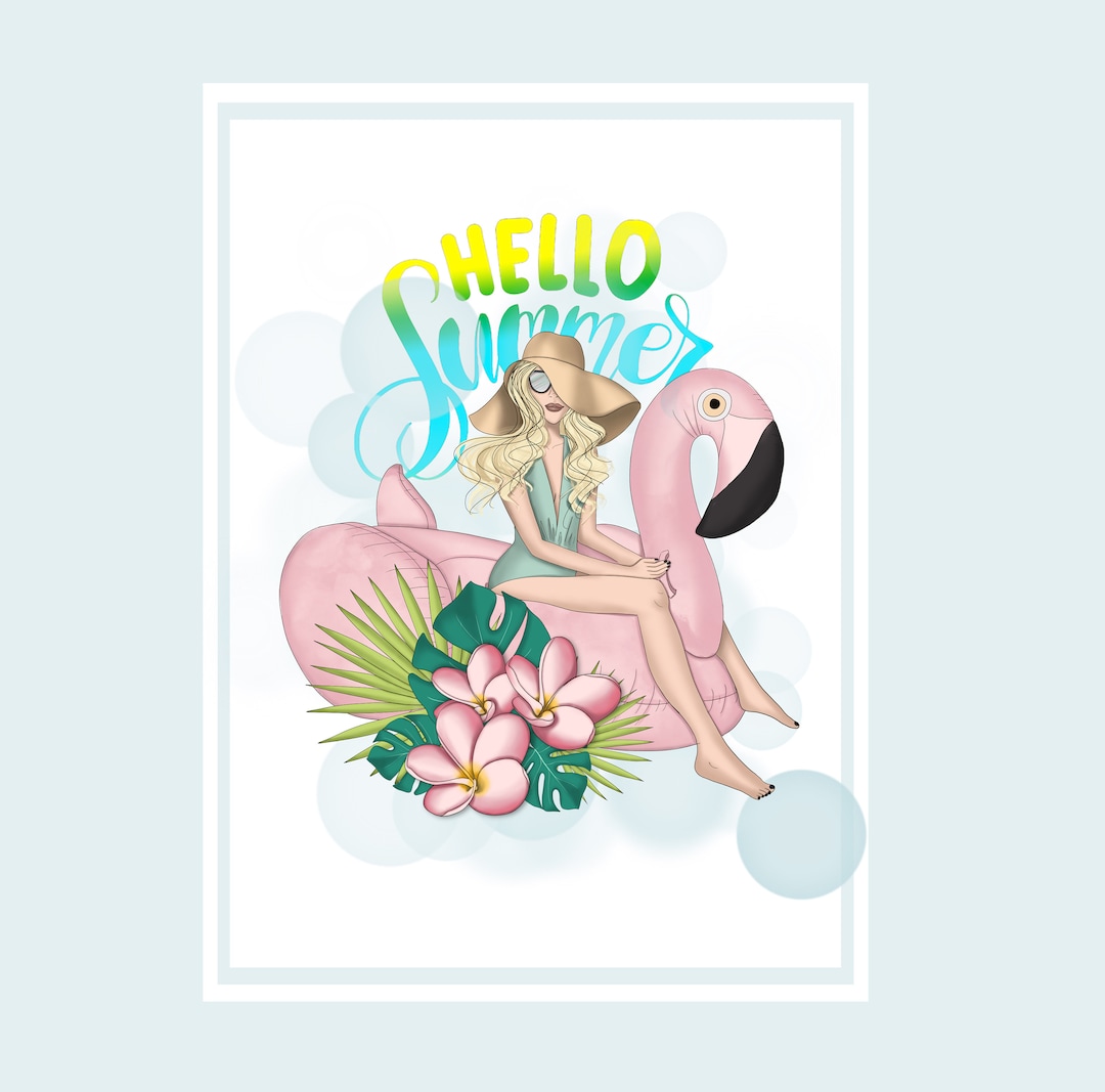 Hello Summer Flamingo Transparent Clear Stamps Rubber Seals for DIY ...