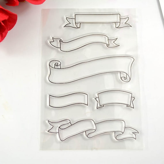 Banners Ribbon Trim Clear Stamp Transparent Seals For Diy Etsy