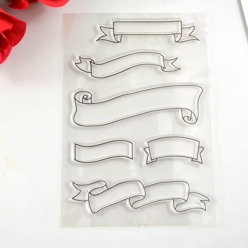 Banners ribbon trim clear stamp transparent seals for DIY scrapbookingcard makingpaper craft drawing Card making /& stationery