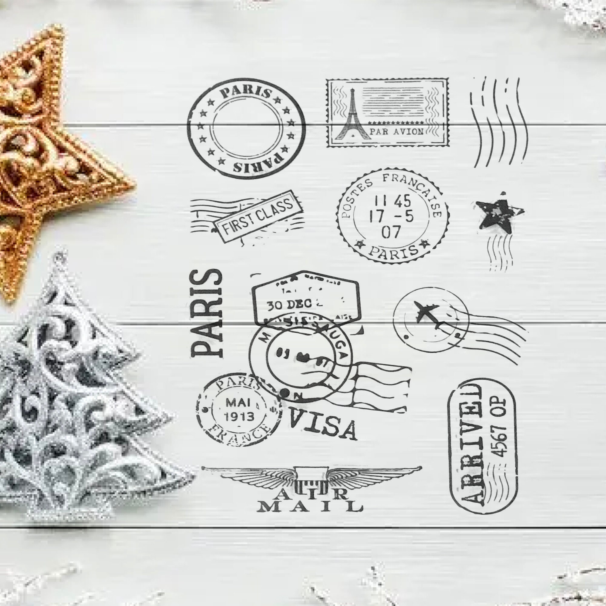 Timbro in silicone trasparente con fiori - Disegni floreali