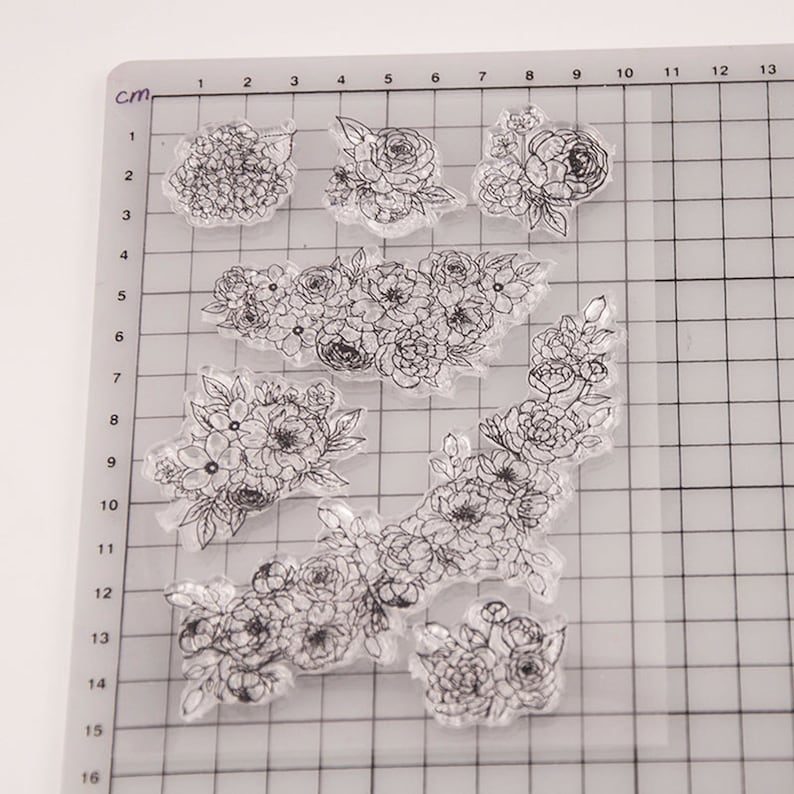 Flower Buds and Bunches Transparent Clear Stamps Rubber Seals for DIY ...