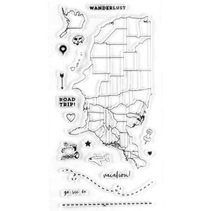 Road Trip USA Karte Klare Stempel Gummidichtungen für DIY Scrapbooking Kartenherstellung Papier Künstler Stempel