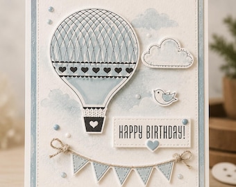 Hot Air Balloon Clear Stamp Set for Cards and Scrapbooks