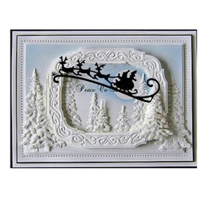 Babbo Natale con renne Taglio metallo Stampo / acciaio al carbonio modello Stencil / per scrapbooking fai-da-te / album fotografico Goffratura decorativa Carte di carta fai-da-te