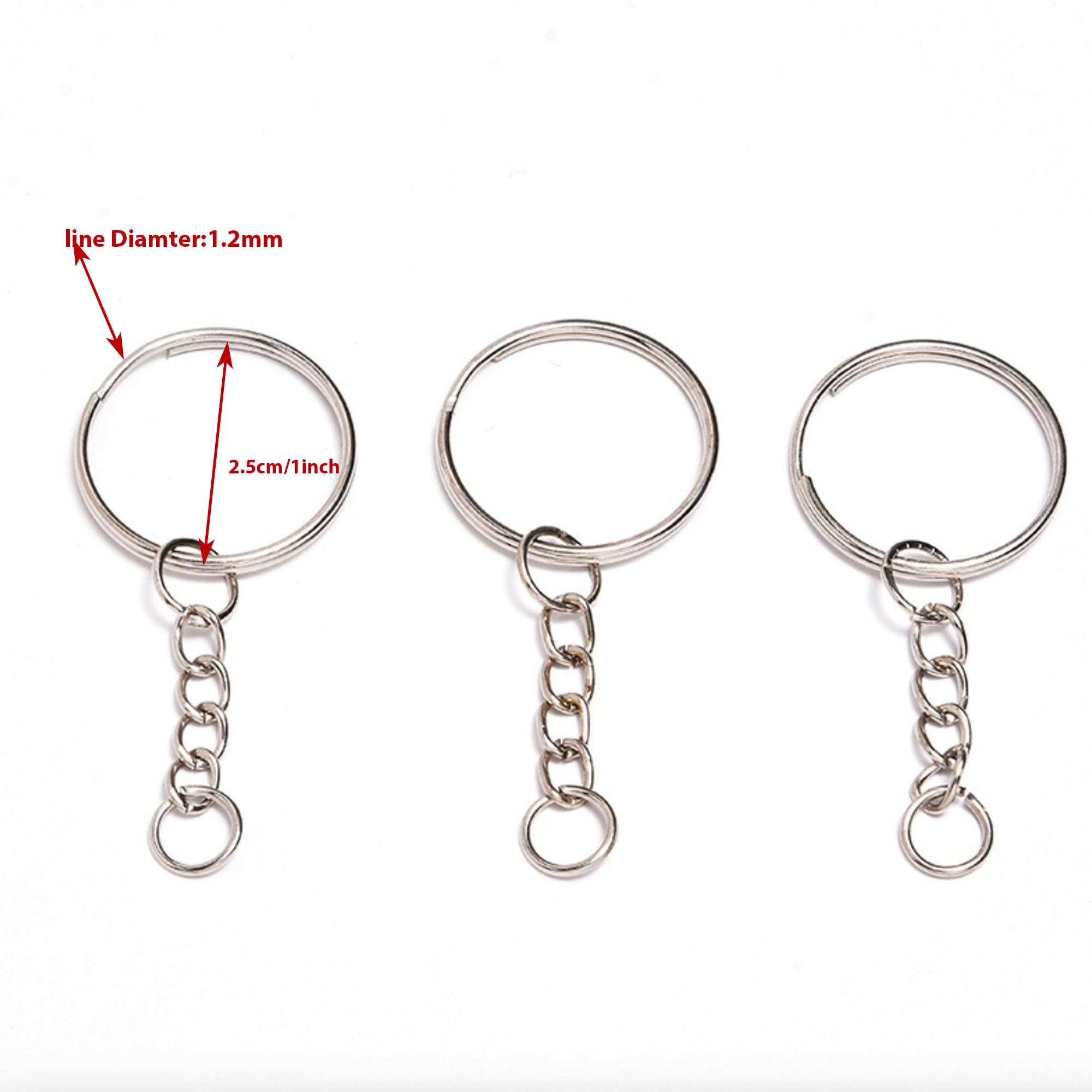 100PCS Split Key Ring With Chain and Jump Ringssplit Key Ring Etsy