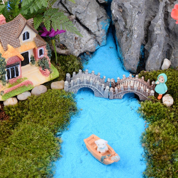 Miniature Fairy Garden Ornaments-Mini Boats/Swans/Long chair/bridge/Moss Stone