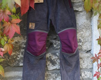 Buy it now***robust corduroy trousers with knee patches grey/berry, 110