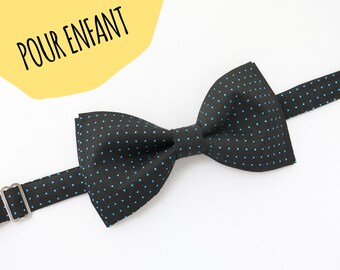 KIDS Black Polka Dots Bow Tie - Cotton + Steel Kicks - pin dots Adjustable Bowtie for Children