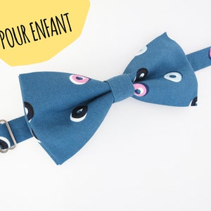 KIDS Blue Doughnuts Bow Tie Blue with Pink and White Adjustable Bowtie for Children image 1