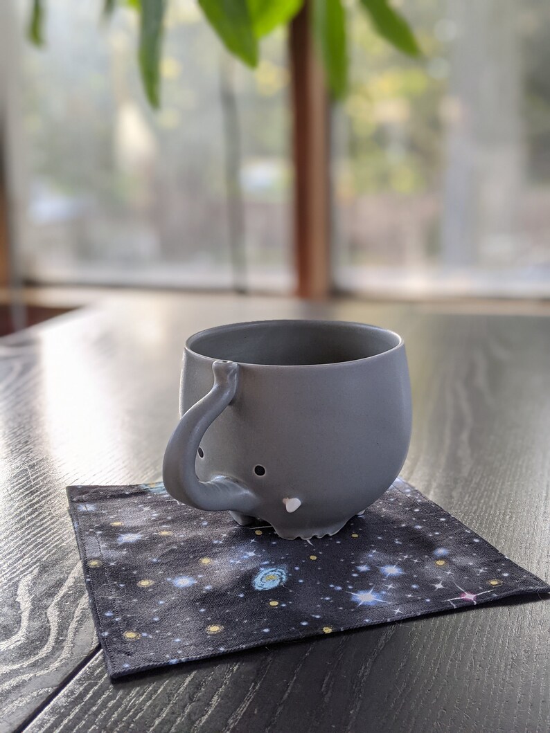 Space Cloth Napkins, Kitchen Linens, Lunch or Cocktail Napkins, Celestial Stars black fabric set of 4 7.5 x 7.5 image 2
