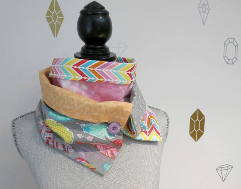 Feathers and Arrows Patchwork Infinity Scarf Foulard Infini Plumes et Flèches image 5