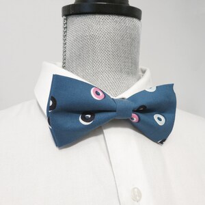 KIDS Blue Doughnuts Bow Tie Blue with Pink and White Adjustable Bowtie for Children image 3