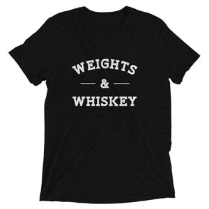 Weights & Whiskey Men's Short Sleeve T-shirt, Shirt, Workout Shirt, Gym Shirt, Weightlifting, Hustle and Hammer