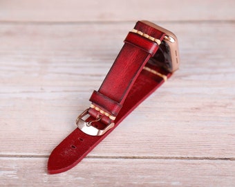 Red Strap 18mm 19mm 20mm 22mm 24mm Buckle strap for apple Watch High Quality Calf leather watchband For watch band 18/19/20/22/24mm