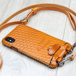 Cross Body Personalized Leather iPhone 15 Pro Max/15 Plus/14 