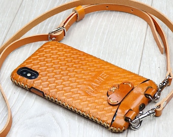 Cross body personalized leather iPhone 16e 15 Pro Max/15 Pro/15 Plus/14 Pro Max/14 Plus 13 Pro Max/16 Pro/ sleeve case womens iPhone case