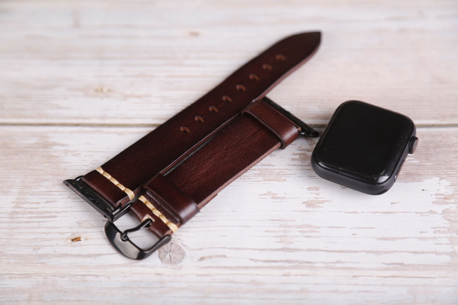 Rose Gold & Chocolate Leather Bracelet for Apple Watch 40mm  display picture 2