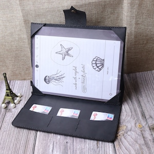 Gepersonaliseerde leren Kobo Clara 2E-hoes met pennenzakje, Kobo Libra Color-hoes, Kobo Elipsa 2E-tablet, foliohoes tablet 2WASKB