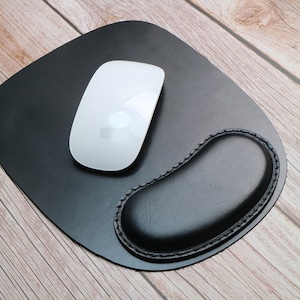 mouse pad leather ergonomic wrist rest support groomsmen gift mouse pad corporate gift boyfriend gift personalized, Valentine's day gift