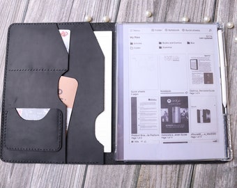 reMarkable PaperPure ヴィンテージブラックレザーケース対応、ペンホルダー一体型高級シリコンシェル 2DNRE01