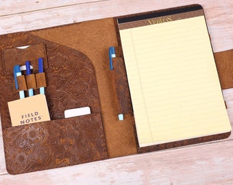 Personalized leather Portfolio, Notepad holder, 8.5 x 11.75 letter size Writing padfolio, Leather Business Folio, Work portfolio Brown #A4-3