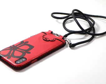 Samsung Galaxy A18 4G/A08 4G/A07s4G/A275G/A575G/A37 5G/A07 5G/A174G/A07 4G case Engraved leather Case A175G crossbody case - RED 2CSSA01