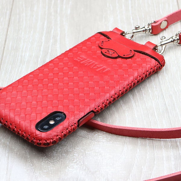 Étui iPhone en cuir véritable personnalisé, iPhone 15/15+/15 Pro Max/14/14 Pro/13/14 Pro Max 14 Plus/13 Pro/12 Pro Max Casecrossbody strap