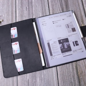 Verouderd leer Past op reMarkable 2-hoes met pennenzakje Past op Remarkable-hoesje Past op Paper Pro ReMarkable 1-tablet, foliotas voor tablets
